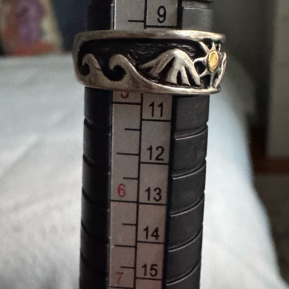 Sterling Silver Sun & Mountain Accent Ring with 18 k Gold Detail - Picture 8 of 12
